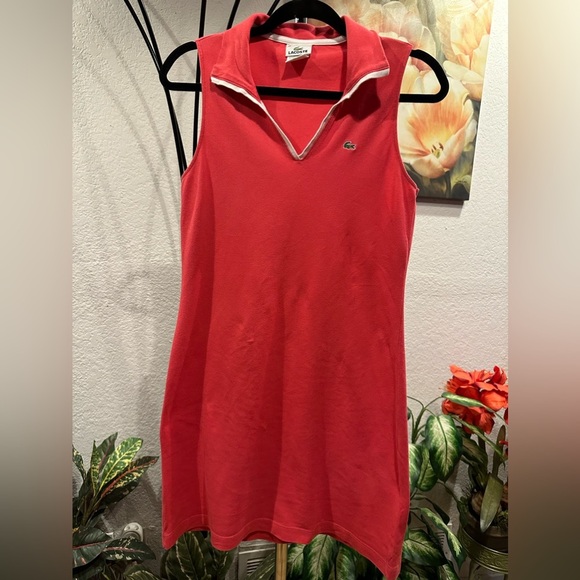 Lacoste Sleeveless Pipped and Tipped Solid Polo Dress size 40 - Picture 3 of 8